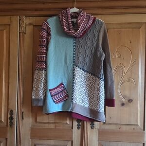 Coldwater Creek Multicolor Cowl Neck Sweater Sz L